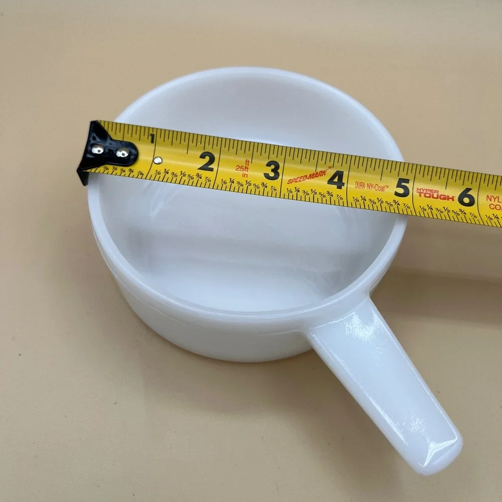 Vintage White Milk Glass 14oz Single Handle Soup Bowl Ramekin Ovenware  USA